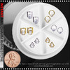 NAIL CHARM ALLOY Geometric with Faux White Marble Stone 12/Case