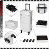 COSMETIC CASE Rolling, 4 Tray, 3 in 1 Large, Aluminum Polka Dots Silvery