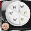 NAIL CHARM RHINESTONE Butterfly AB, Gold & Silver 6/Case