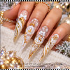 5D NAIL STICKER – CHRISTMAS SNOW GLOBE ORNAMENTS, WHITE & GOLD #SD-2520