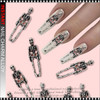 NAIL CHARM RHINESTONE Human Skeleton, Skull with crystal & Skeletal hand 6/Case *