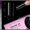 INSTANT NAIL TIP – SQUARE 3X-LONG, HALF COVER, CLEAR, NO 'C' CURVE 504/CASE