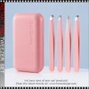 INSTANT PRO. Manicure Tweezer Set, 4/Mirror Case – Pink