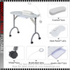 MANICURE TABLE Foldable, Armrest, White Line Art  & LED Lamp