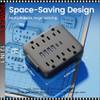12 IN 1 Power Strip With USB Port, 6 AC Outlets, 4 USB-A And 2 Type-C Ports, Black