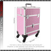 COSMETIC CASE Rolling, with 4 Built-in Trays, Pink
