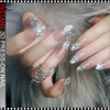 INSTANT 3D Luxury Nude Silver Crystal French Press-On Nails 24/Pack