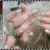 INSTANT 3D Luxury Nude Silver Crystal French Press-On Nails 24/Pack