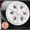 NAIL CHARM RHINESTONE – SPIDER, SKULL & CRESCENT MOON MIX SILVER & BLACK 6/CASE