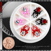 NAIL CHARM 3D CRYSTAL RHINESTONE SPIDER ASSORTED COLORS 6/CASE #1