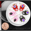 NAIL CHARM 3D CRYSTAL RHINESTONE SPIDER ASSORTED COLORS 6/CASE #3