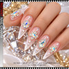 NAIL CHARM RHINESTONE  –  CRYSTAL AB,  ASSORTED OVAL, ROUND & TEARDROP - SILVER METAL 6/CASE