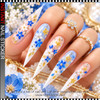 5D NAIL STICKER – BLUE, WHITE & GOLD FLORAL BLOSSOMS *