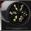 NAIL CHARM GOLD ALLOY RHINESTONE & PEARL ASSORTED 12-CASE