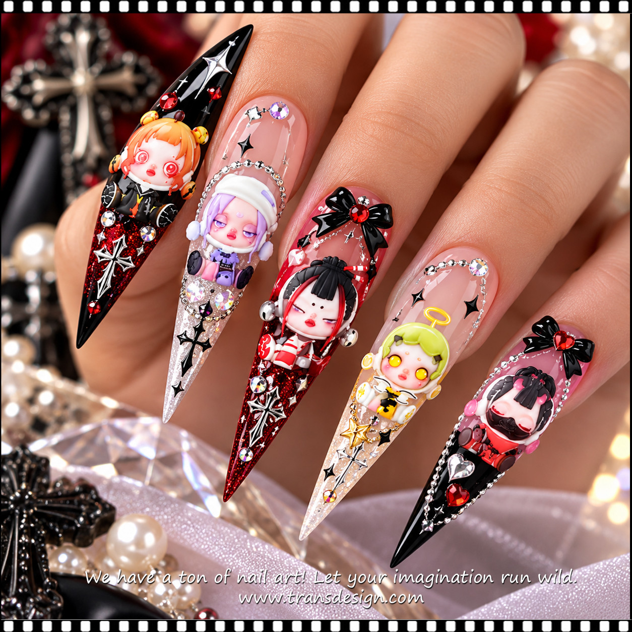 5D NAIL STICKER – KAWAII GOTHIC CARTOON CHARACTERS #M-2475 - TDI, Inc