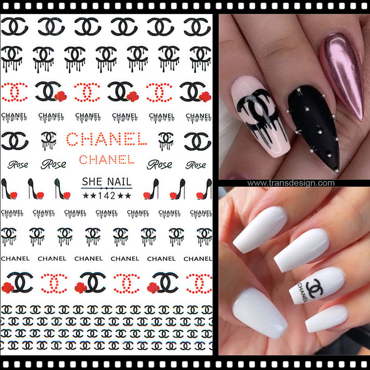 gold chanel nail art