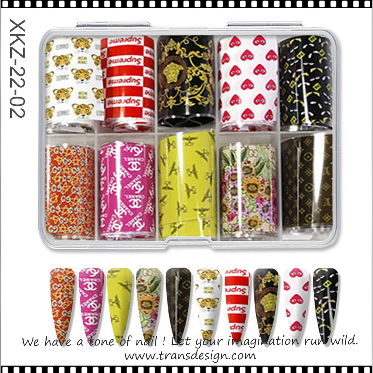 10 Roll Luxury Designer Nail Transfer Foil