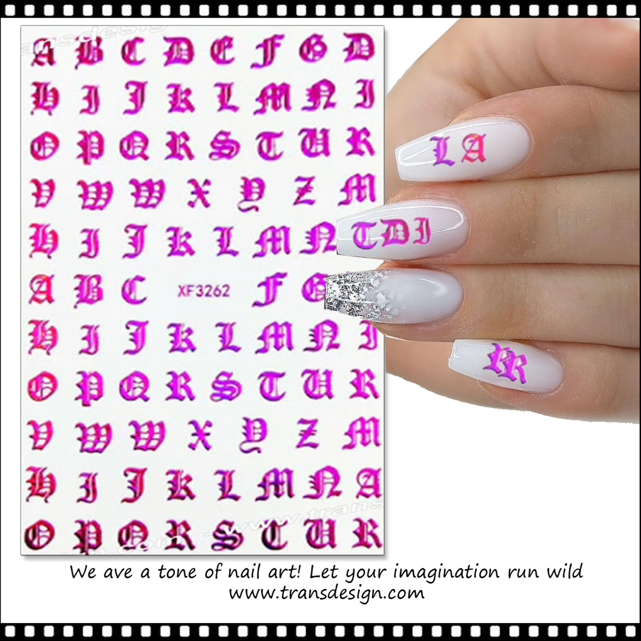 1sheet 3D Alphabet Letter Stickers ABC Letters Nail Adhesives