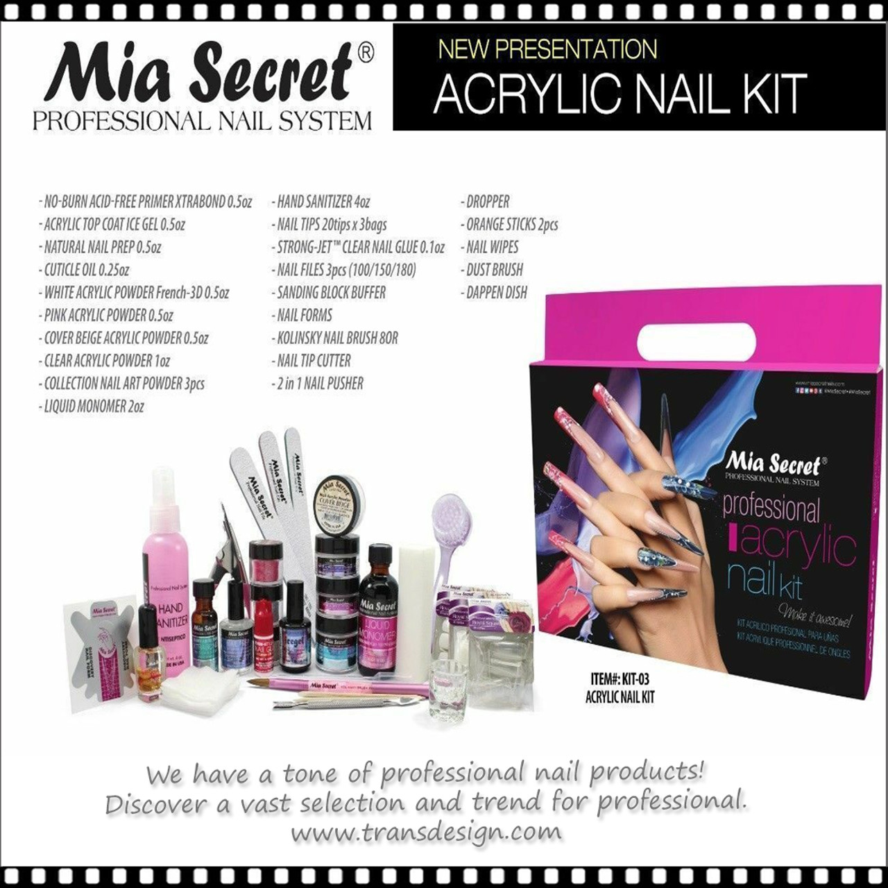 Acrylic Nail Kit for Beginners - Acrylic Powder and Liquid Set with Primer  Nail Tips Glue Acrylic Brush Complete Starter Nails Kit Acrylic Set with