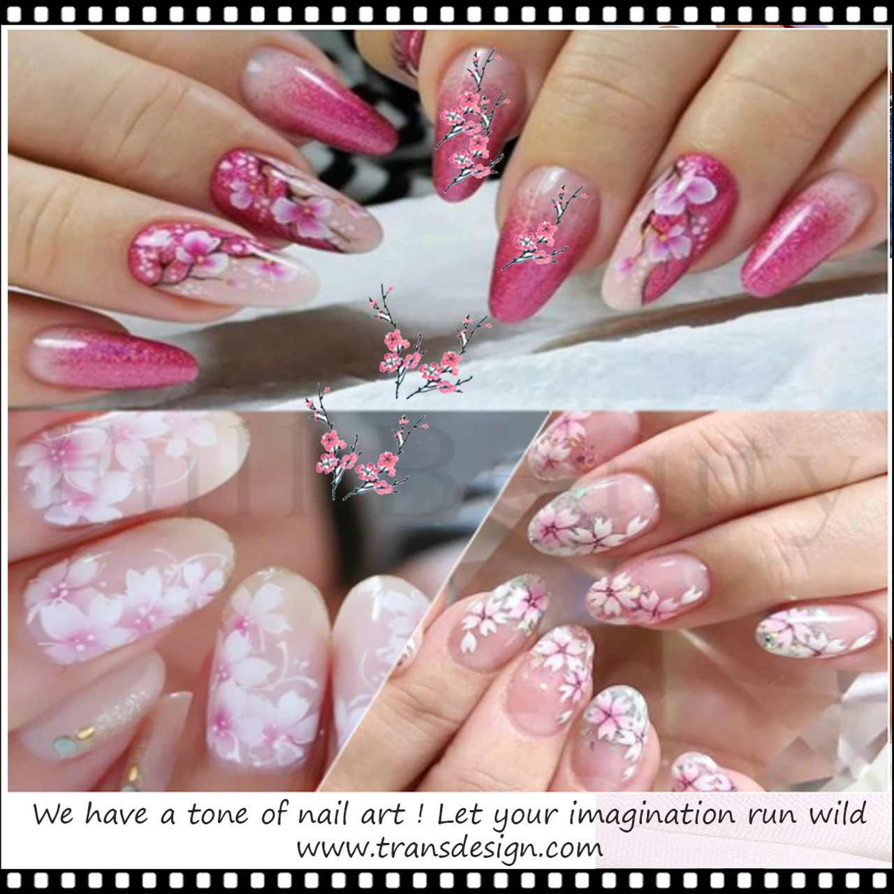 Sakura Nail Water Stickers Decals Pink Cherry Blossoms Tree with Leaves Nail  Art Sliders Summer for Nail Art Decoration Watermark Flower Designs Foil Nail  Art Stickers Manicure Tips Decorations 12PCS - Walmart.com