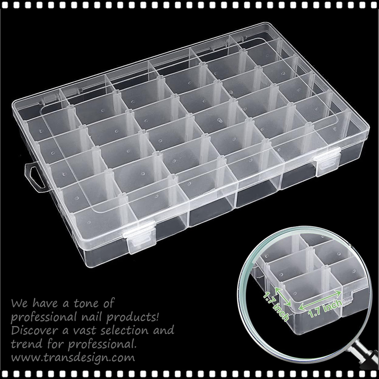 BOX Organizer 36 Grids, Adjustable Dividers 11 x 7 x 1.75 H. - TDI, Inc