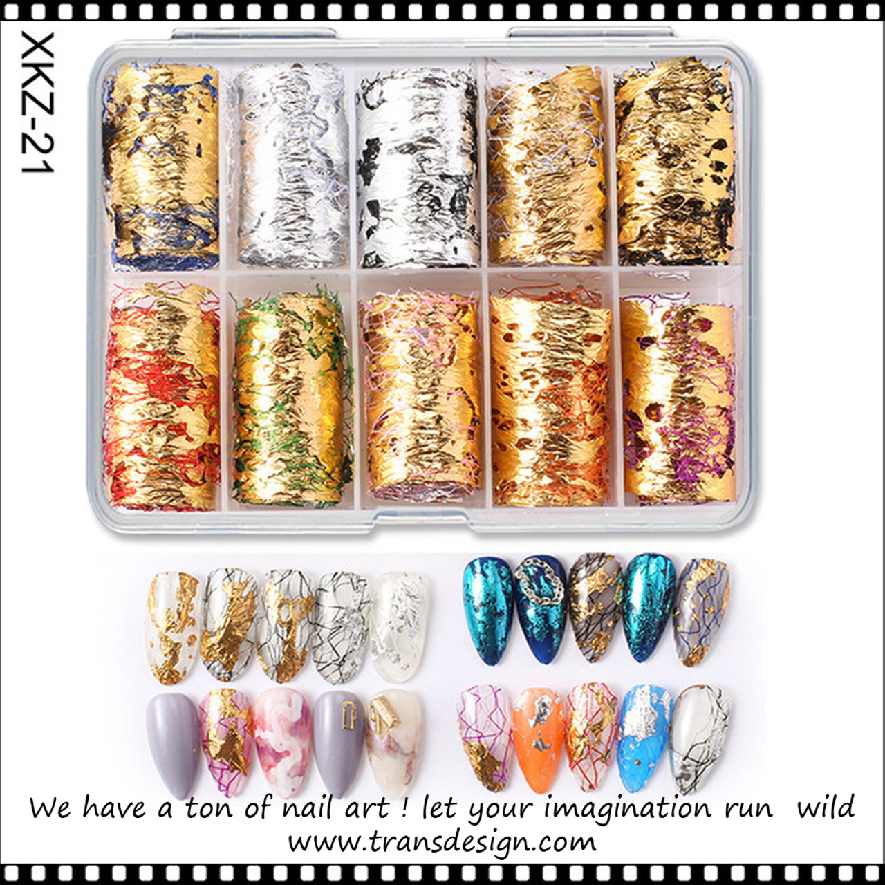 FOIL MESH Nail Art Assorted 10 Rolls/Pack XKZ-21 - TDI, Inc