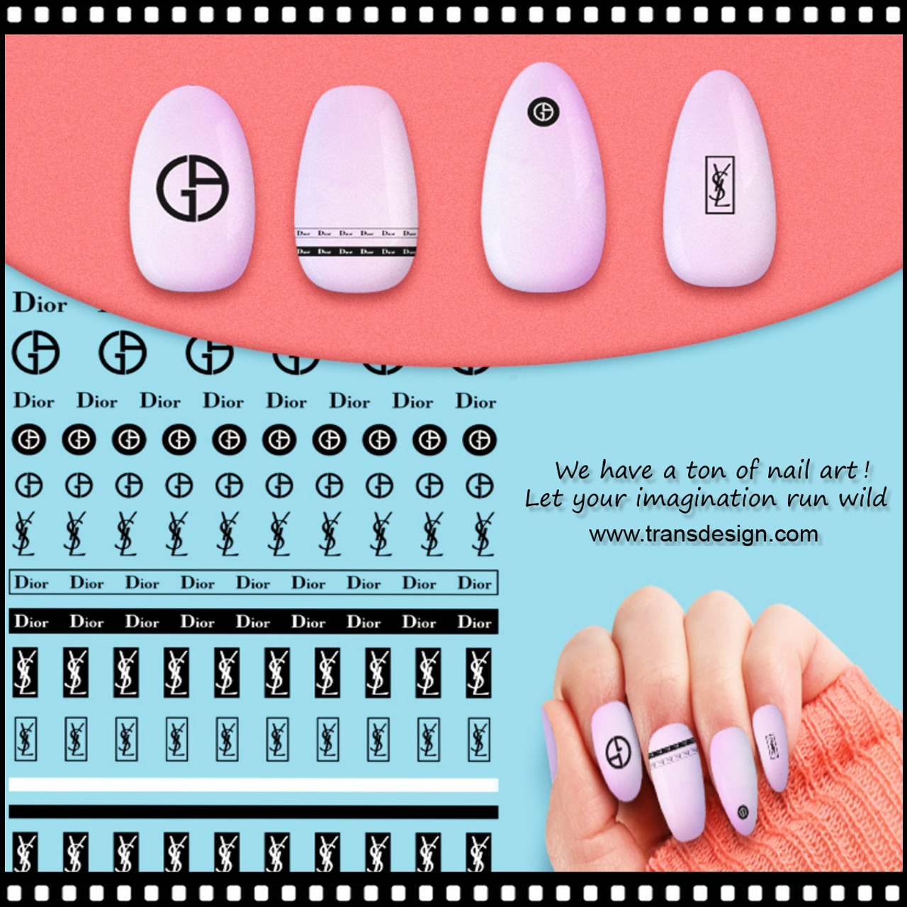 NAIL STICKER Brands Name, LOUIS VUITTON & YVES SAINT LAURENT #Z-D4613 -  TDI, Inc