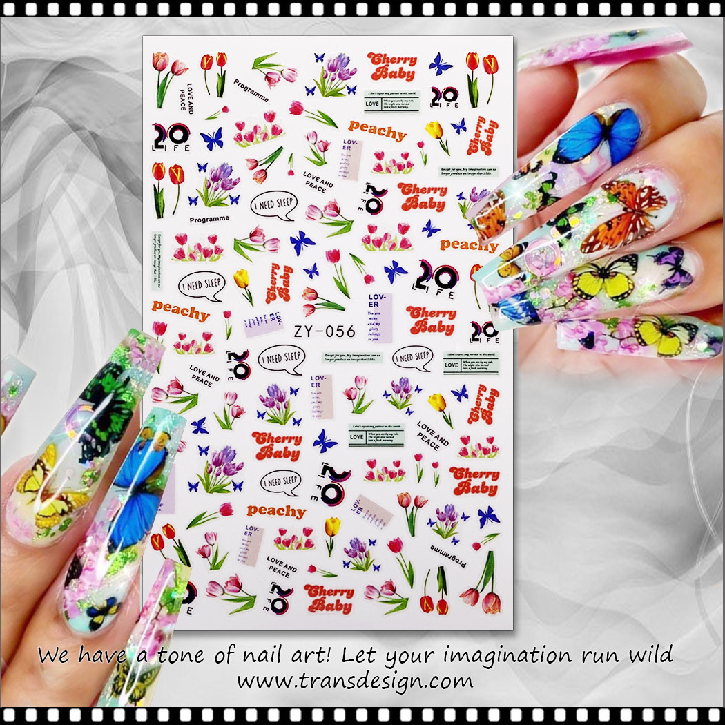NAIL STICKER Spring, Assorted Flower & Text #ZY-056 - TDI, Inc