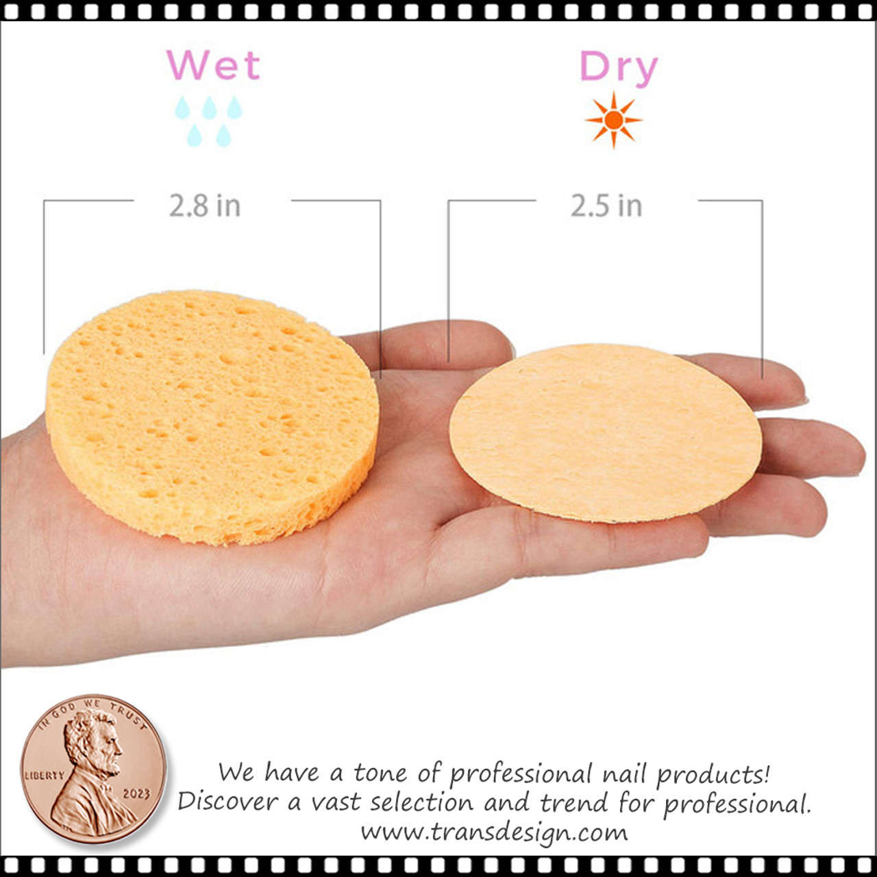 FACIAL/NAIL ART SPONGES Compressed Round 2.6 Diameter 12/Pack - TDI, Inc