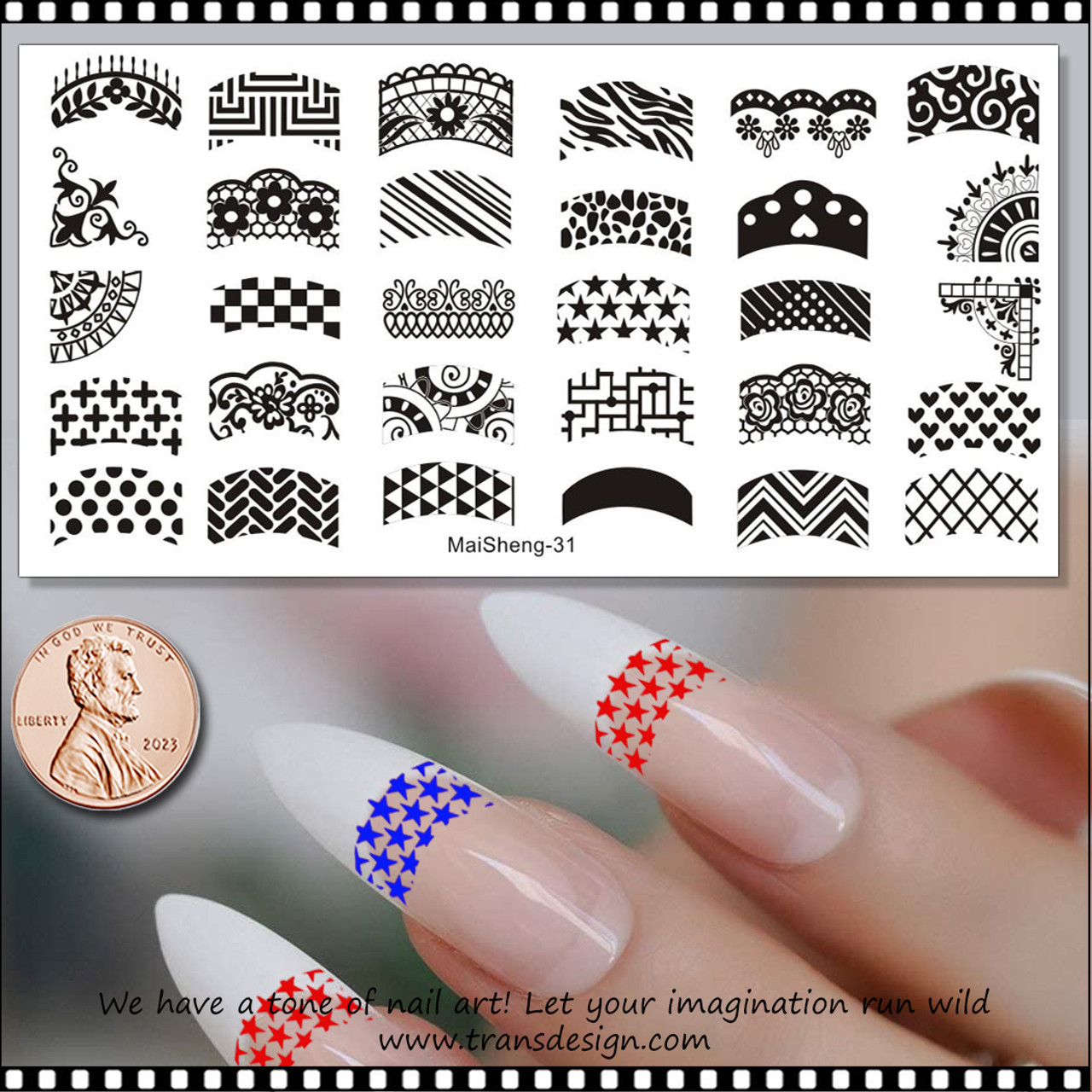 Luxury Brand Nail Stickers-LV Colored - Curves & Sparkle Nail Designs