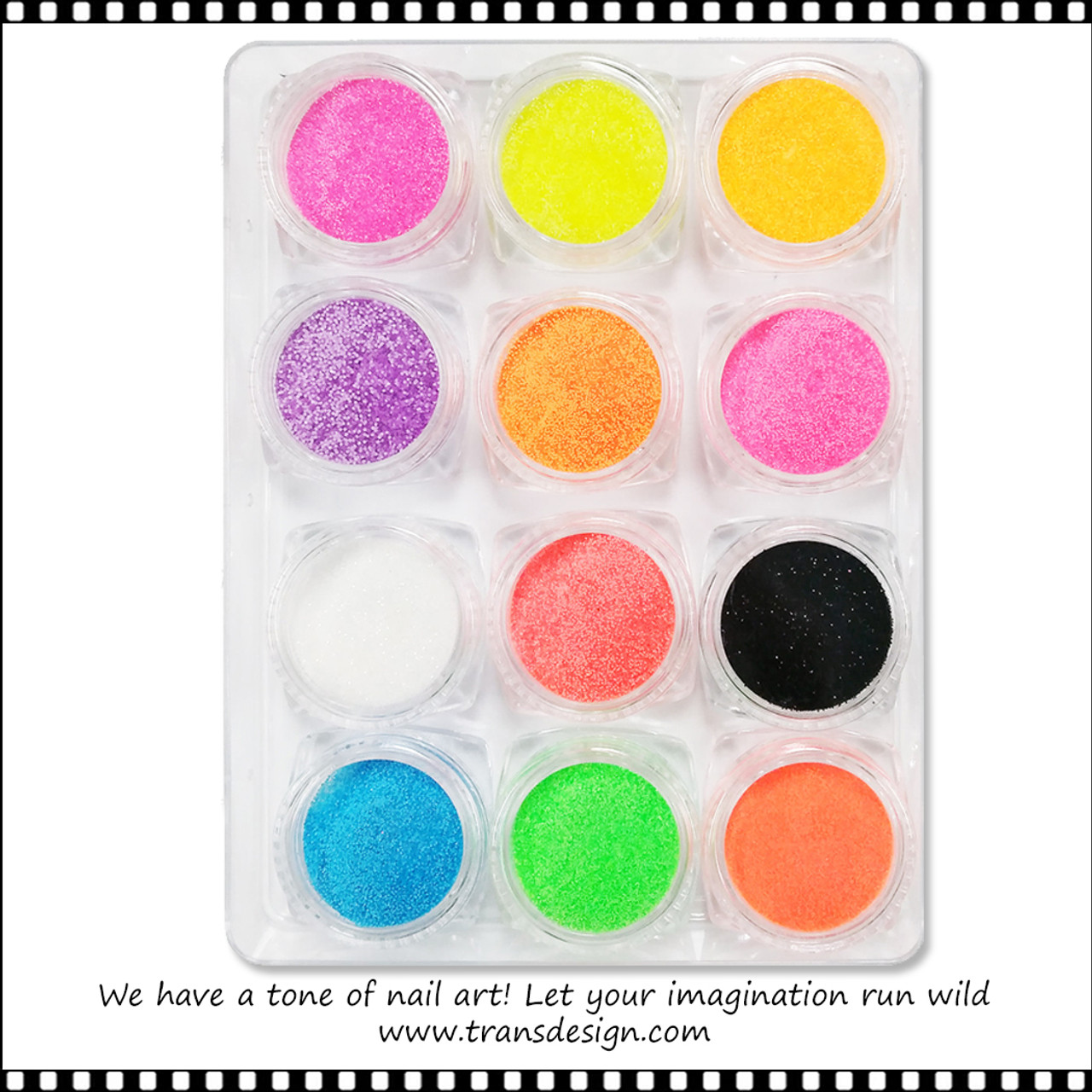 6 Color Nail Glitter Powder Black White Dust Sugar Powder