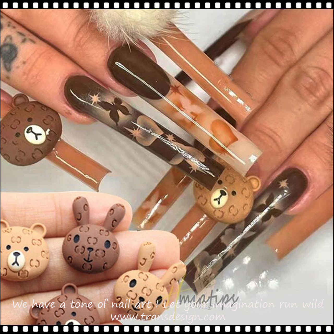 20pcs Lopplip Nail Parts Charm Mixed Kawaii Bear Bunny, Resin