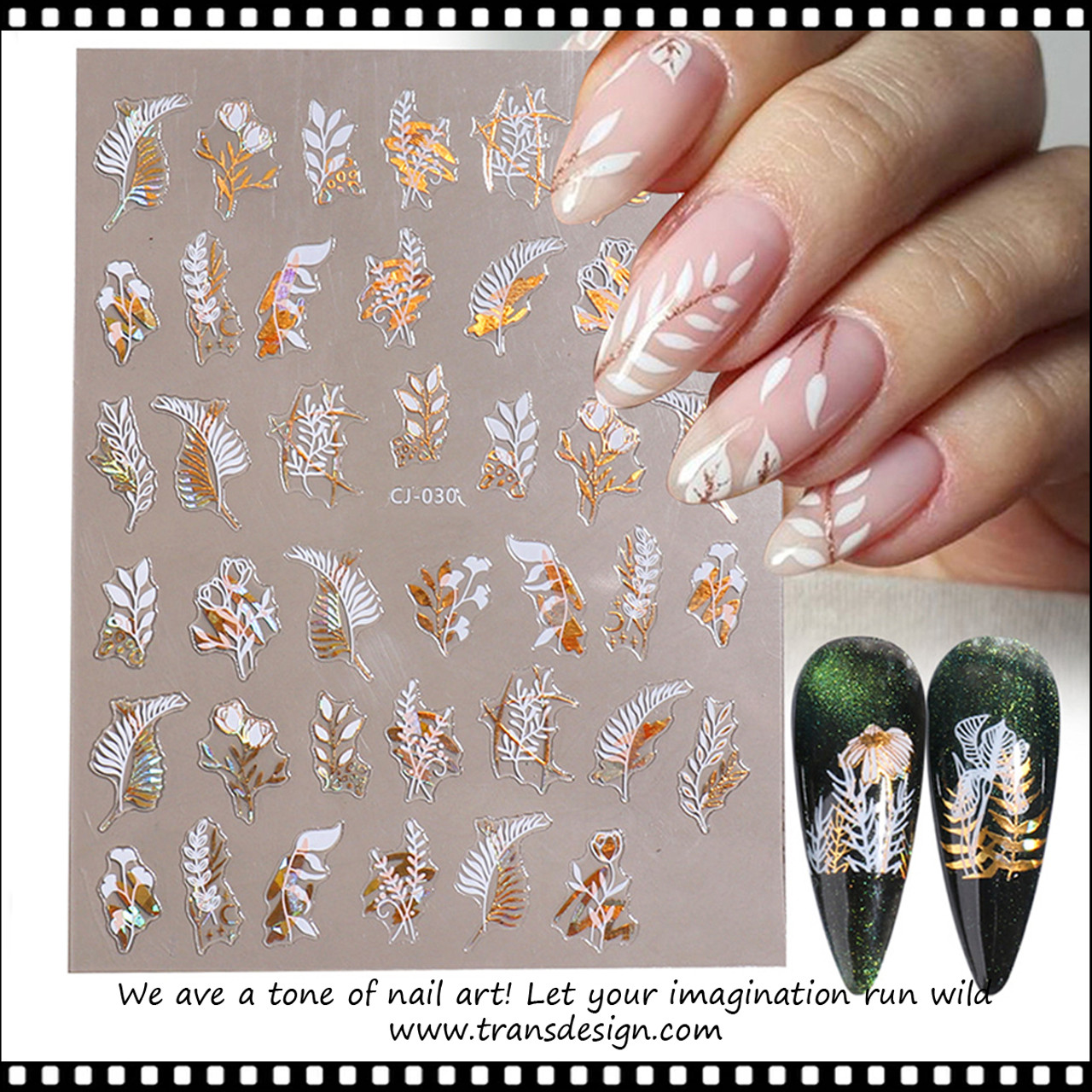 Airbrush Stencils, 1sheet Leaf Pattern Nail Art Template Stickers