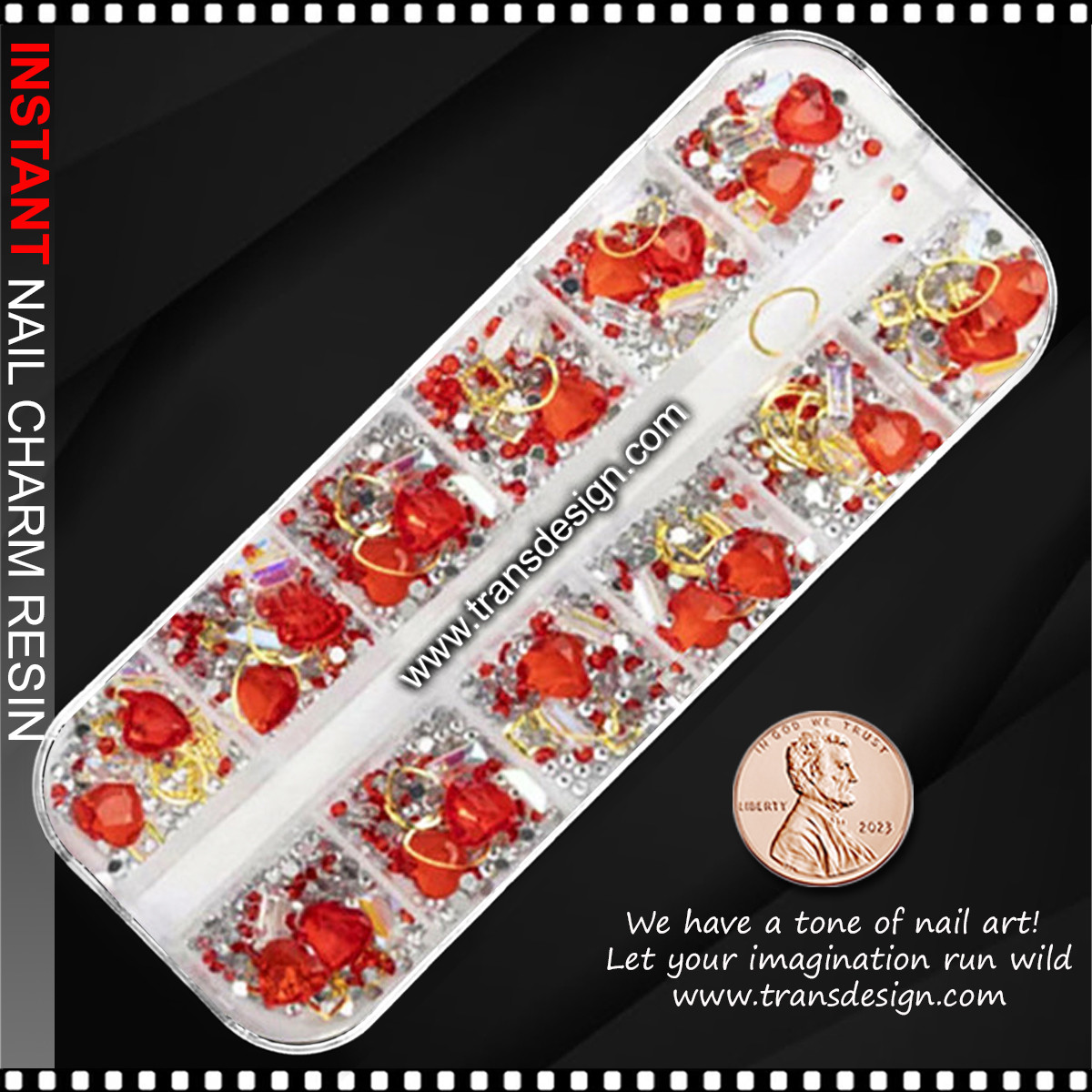 Gryna♡ NAIL CHARM RHINESTONE Assorted Orange Red Grid #ZSP-04 - TDI, Inc