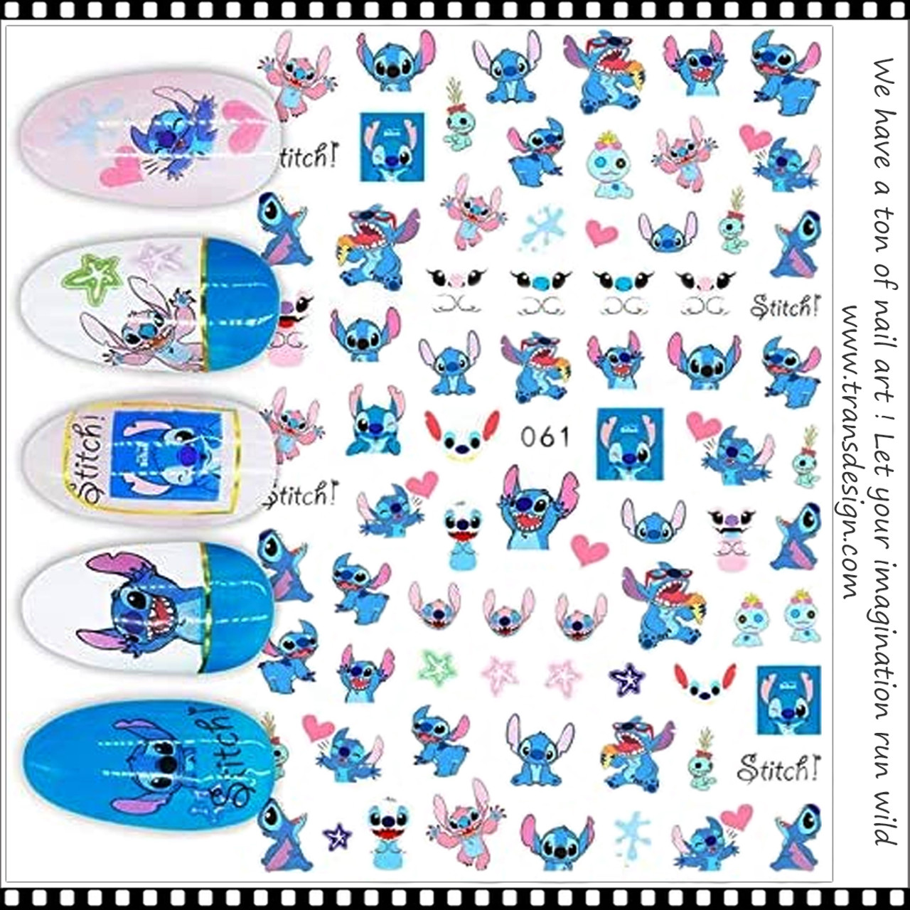 Lilo and Stitch Nail Art Stickers Transfers Decals Set of 64