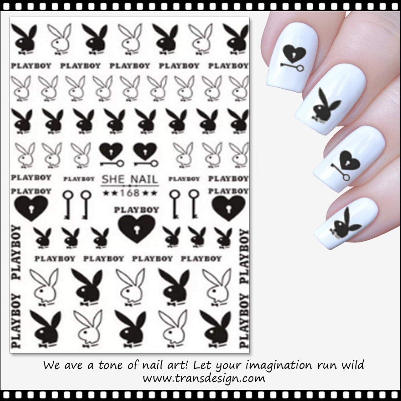 1 pc Black Playboy Nail Stickers