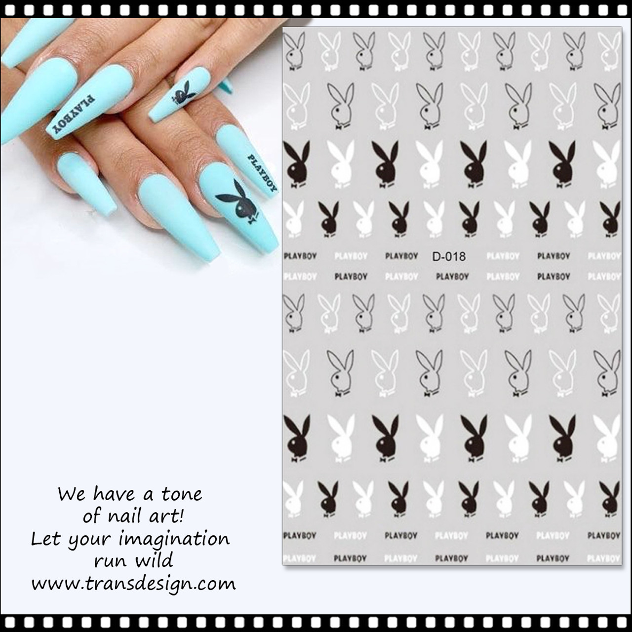 1 pc Black Playboy Nail Stickers