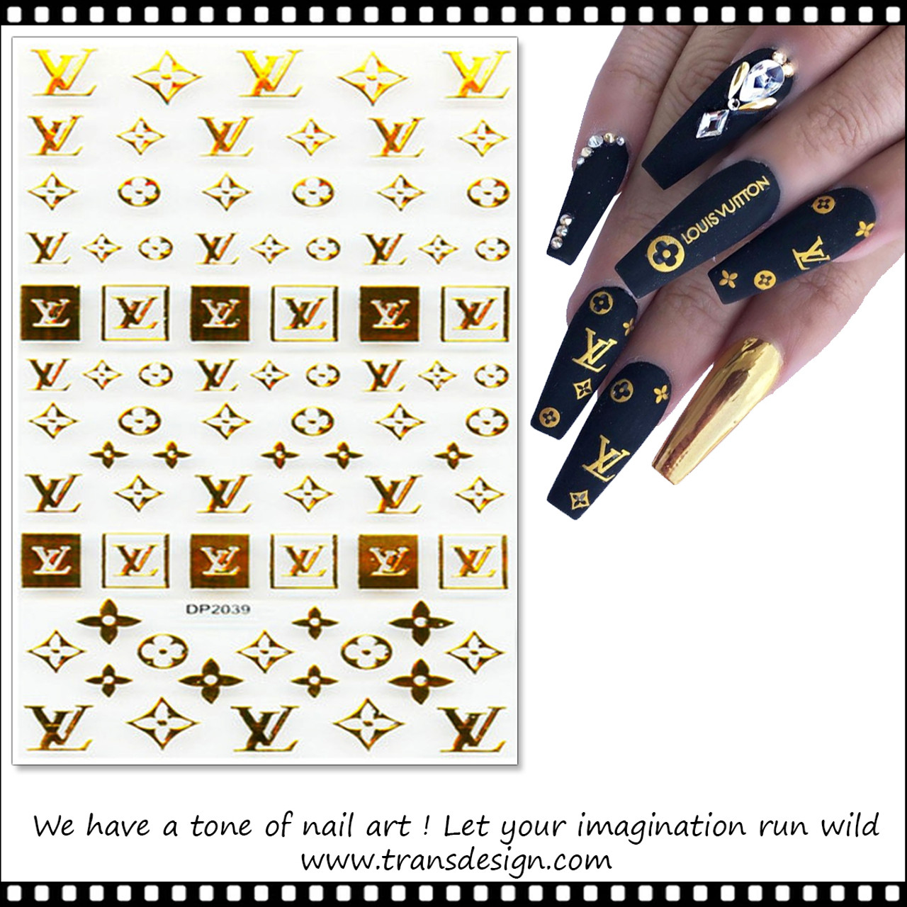 NAIL STICKER Brands Name, Gold LOUIS VUITTON #DP2039 - TDI, Inc