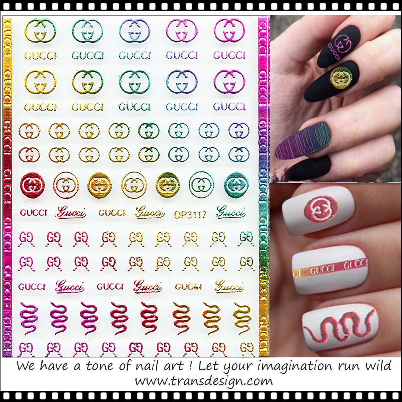 6 Sheets Holographic GUCCI Mickey Nail Stickers