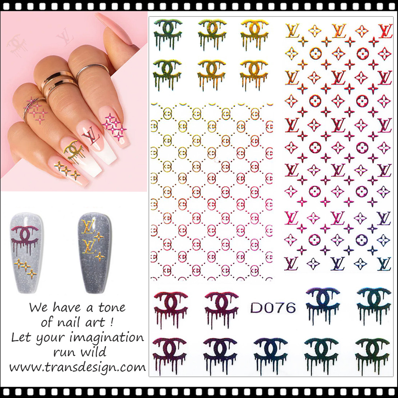 NAIL STICKER Brands Name, Silver LOUIS VUITTON #WG332