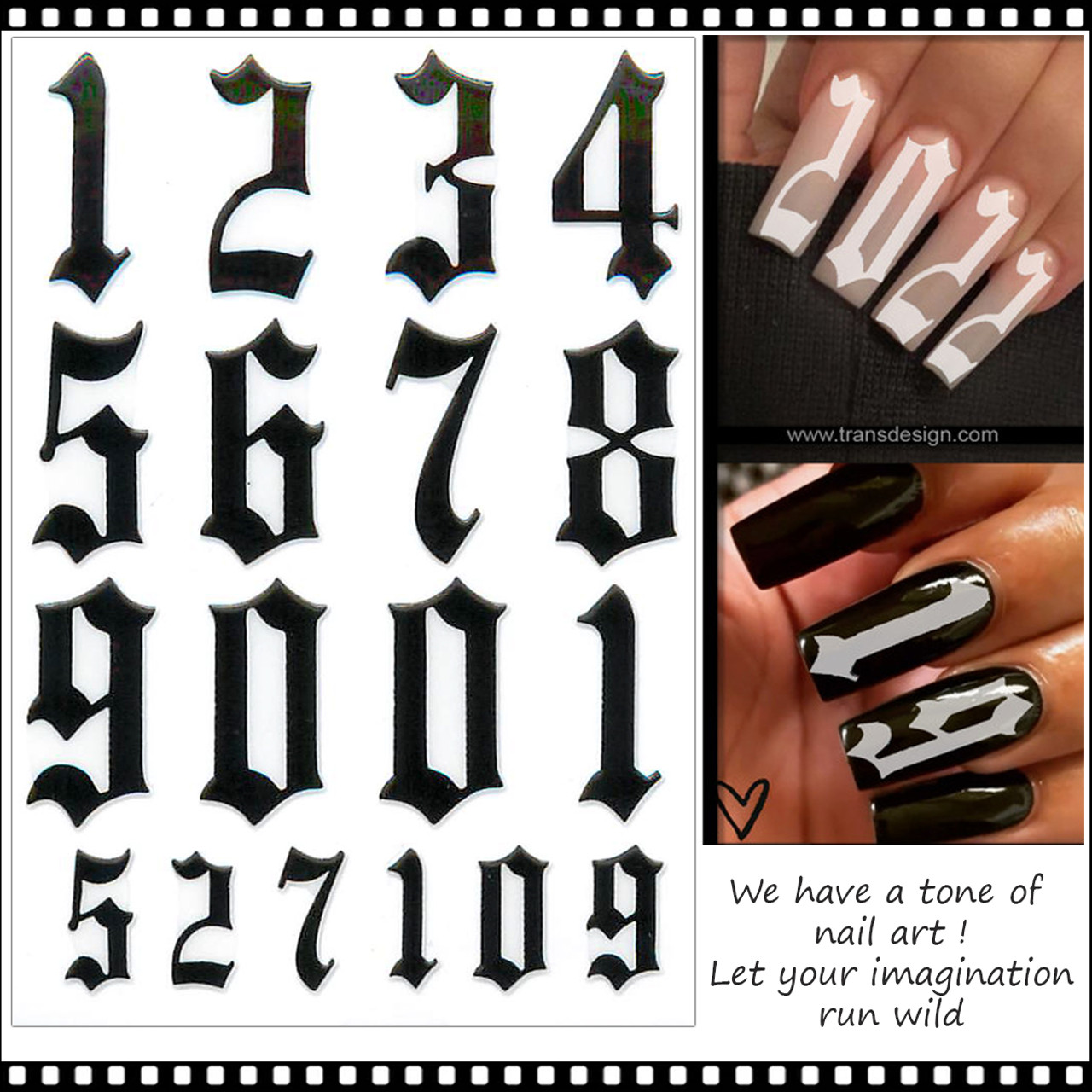 Black L Designer Nail Stickers