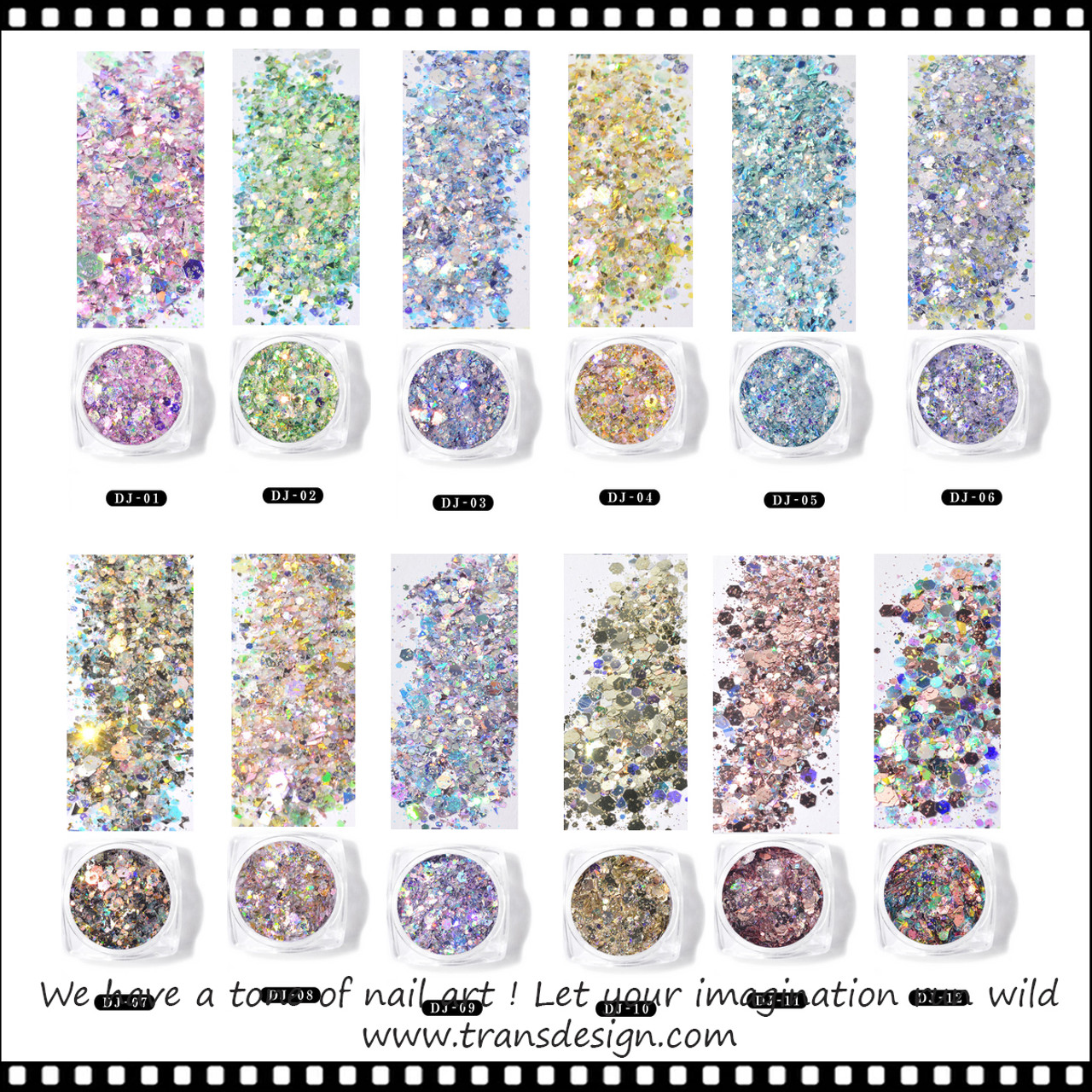 INSTANT GLITTER CHUNKY Assorted Size & Color 12 Jars/Case - TDI, Inc