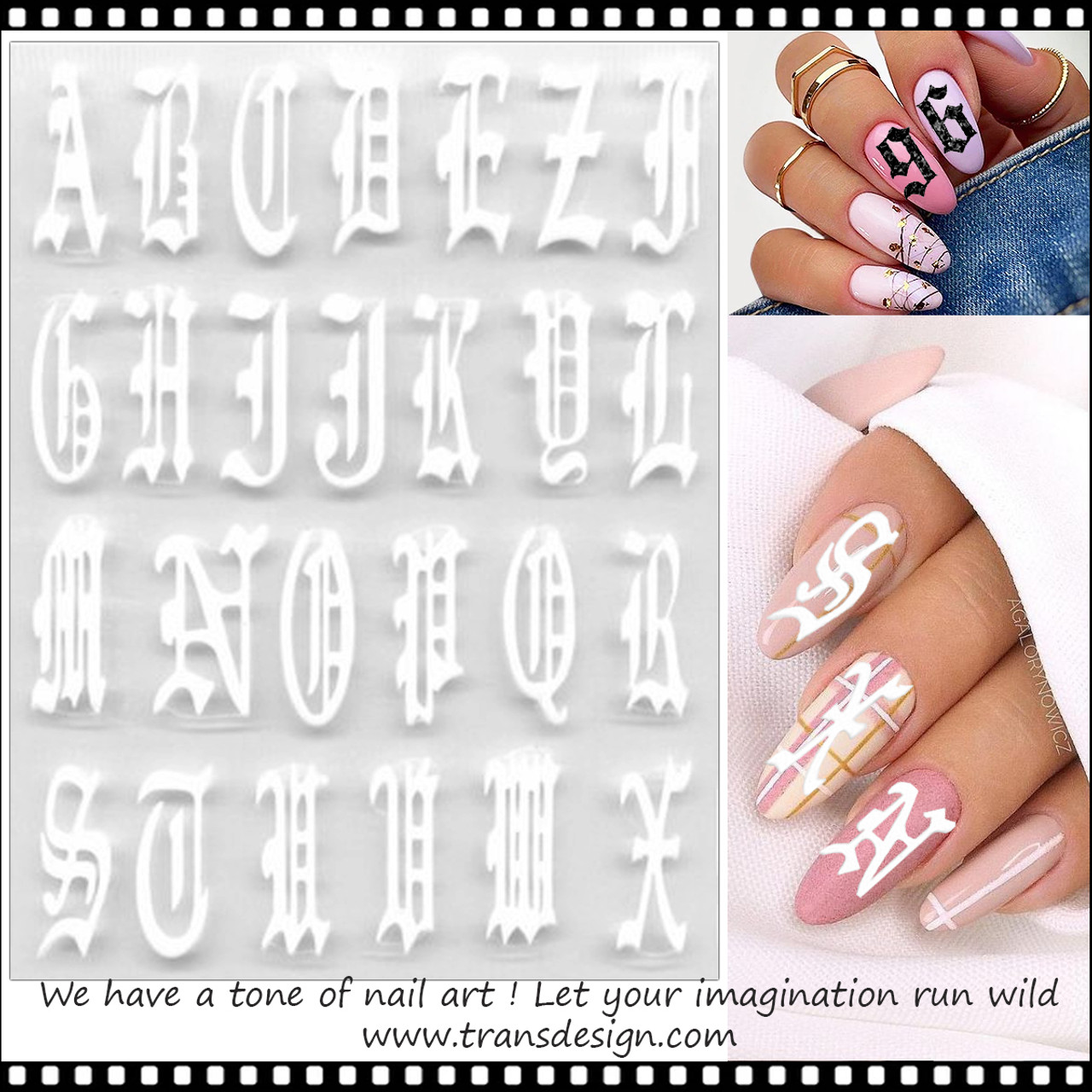 New 3D Colorful 26 Alphabets Number Alphabet Nails Stickers DIY