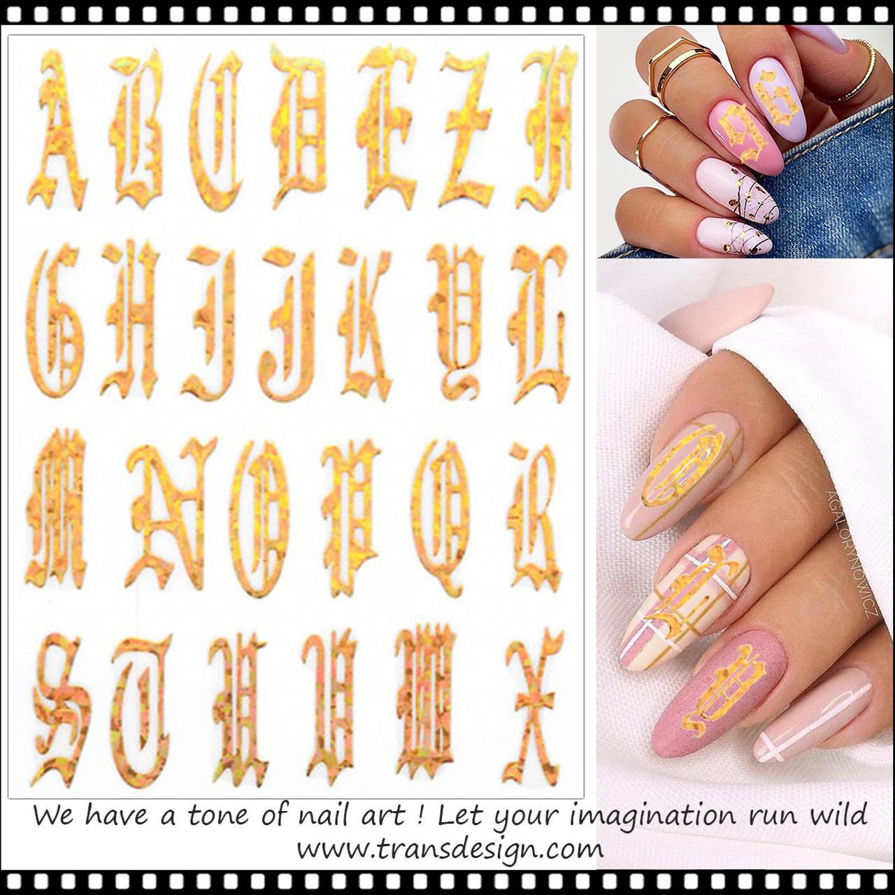  Gold Star Nail Stickers, Zodiac Nail Decal and Charms