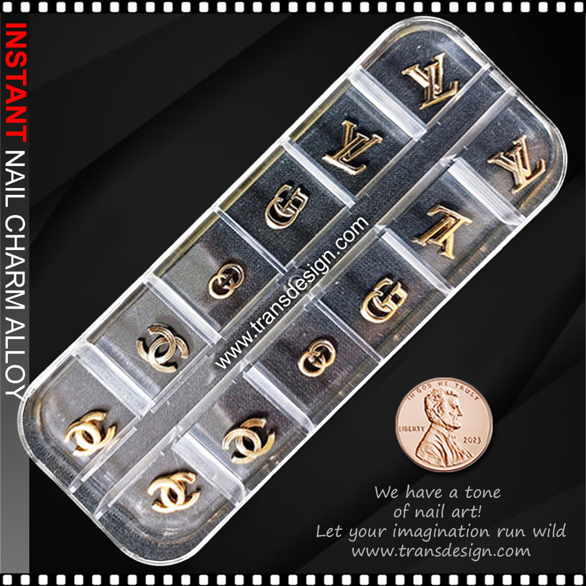 NAIL CHARM ALLOY Gold Brands Name, Gucci, Louis Vuitton Case