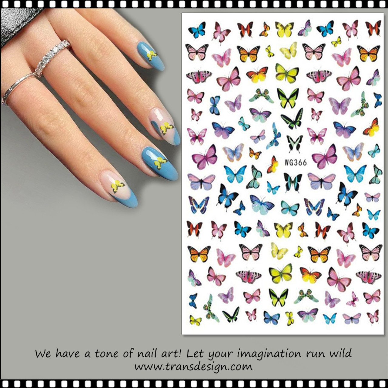 Airbrush Nail Art Stickers, 3d Self-adhesive Butterfly Heart
