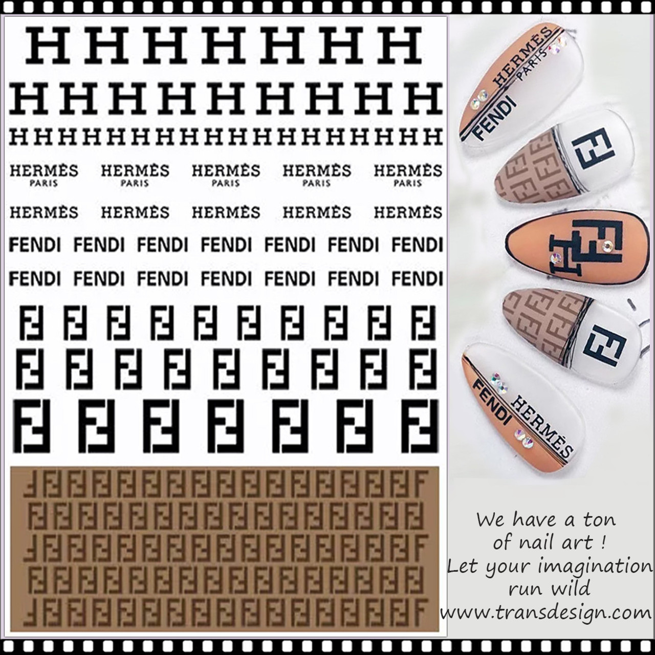 Fendi, Chanel And Louis Vuitton Brand Nail Art Sticker Sheets