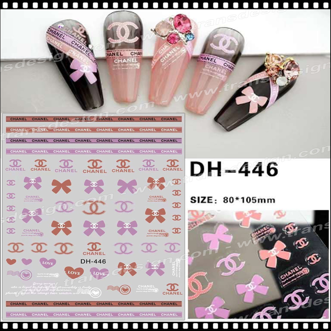 NAIL STICKER Brands Name, CHANEL, Heart & Assorted #DH-446