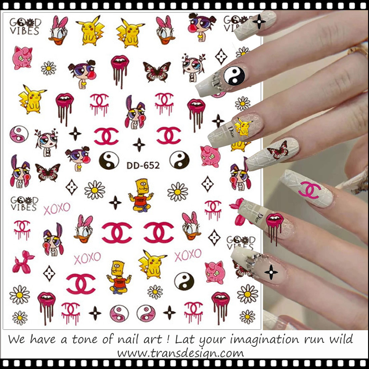 NAIL STICKER 3D Brands Name, Pokémon, Powerpuff Girls, & Yin-Yang