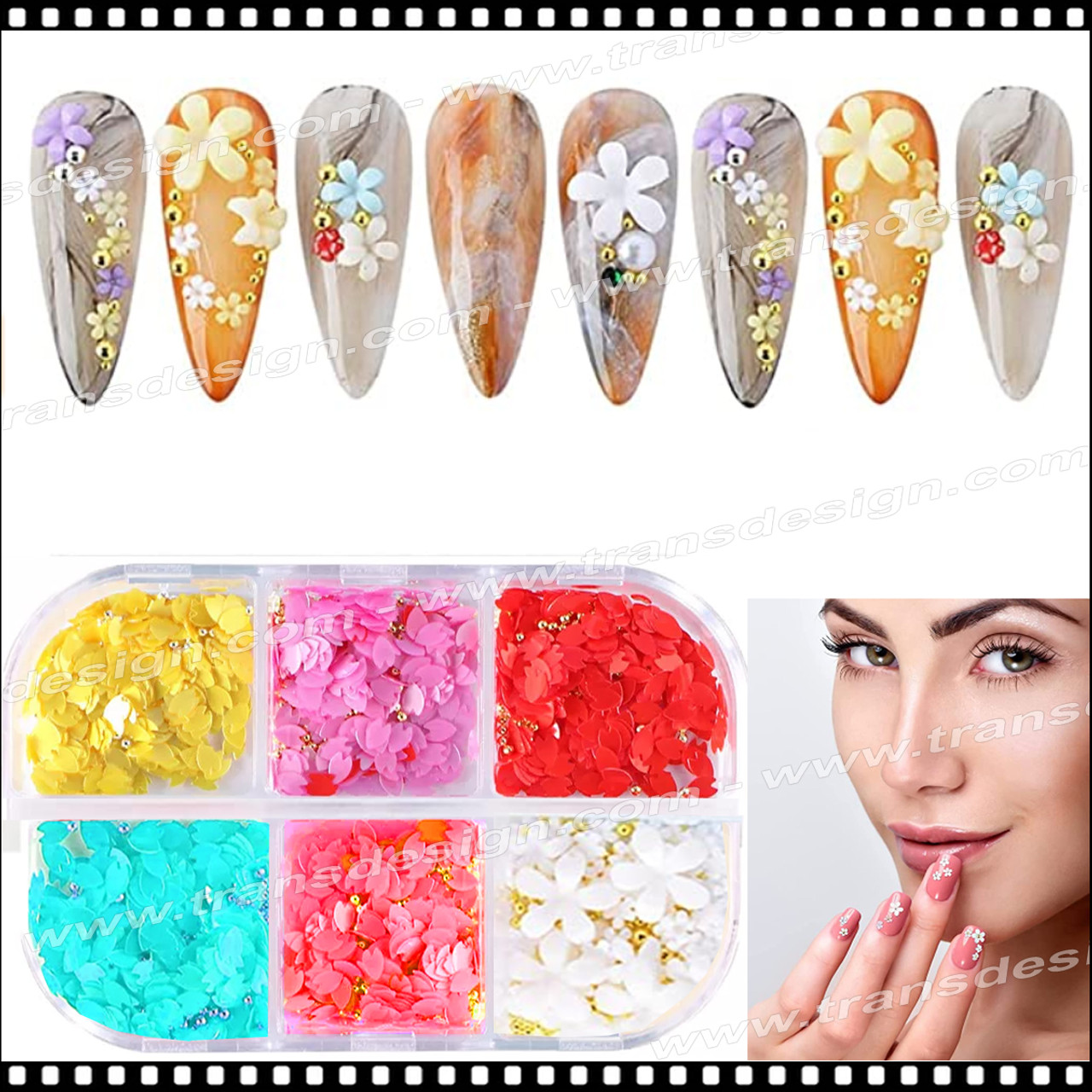 Nail Ornaments 3D Flower Fall-proof Colored Nail Resin Charms Accessories